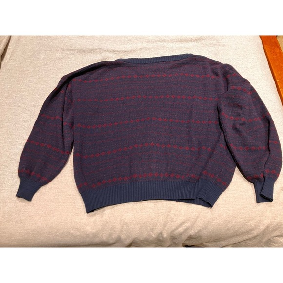 Made in Italy Vintage Wool Blend Cardigan V-Neck Button XL Blue Purple Geometric - Picture 5 of 7